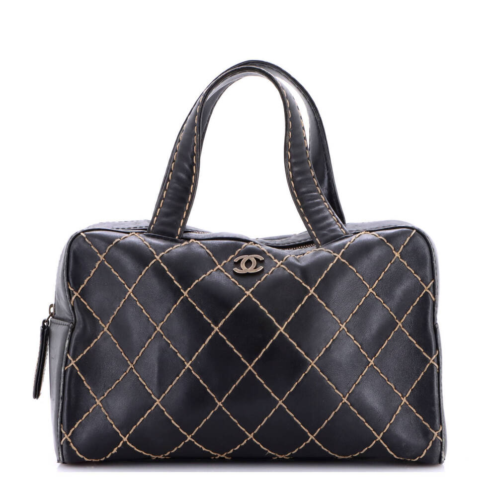 Chanel Large Surpique Boston Bag Quilted Leather